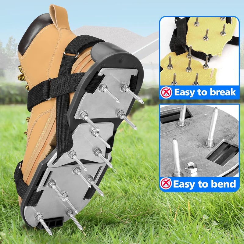 DenForste Lawn Aerator Shoes for Grass - Pre-Assembled Grass Aerator Shoes for Lawn - Soil Yard Aerator Tool for Aerating Patio Garden, Black - Image 3